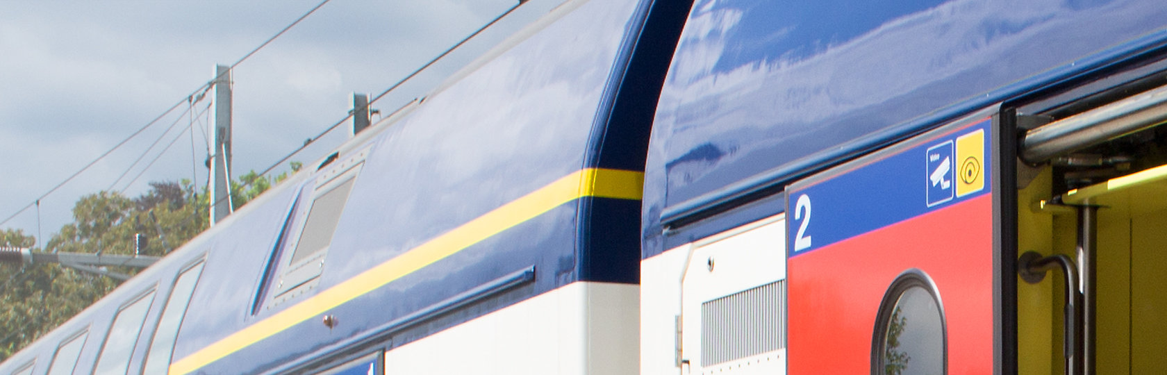 Railway carriage with open door